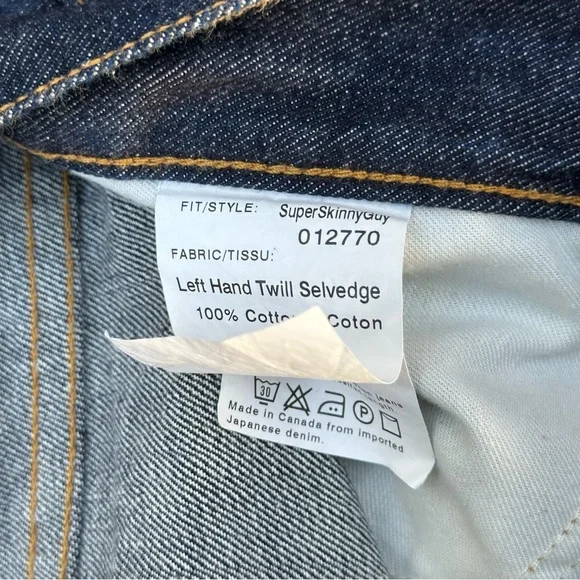 Naked & Famous Super Skinny Guy Japanese  Selvedge Denim Jeans size 34 - Picture 4 of 10